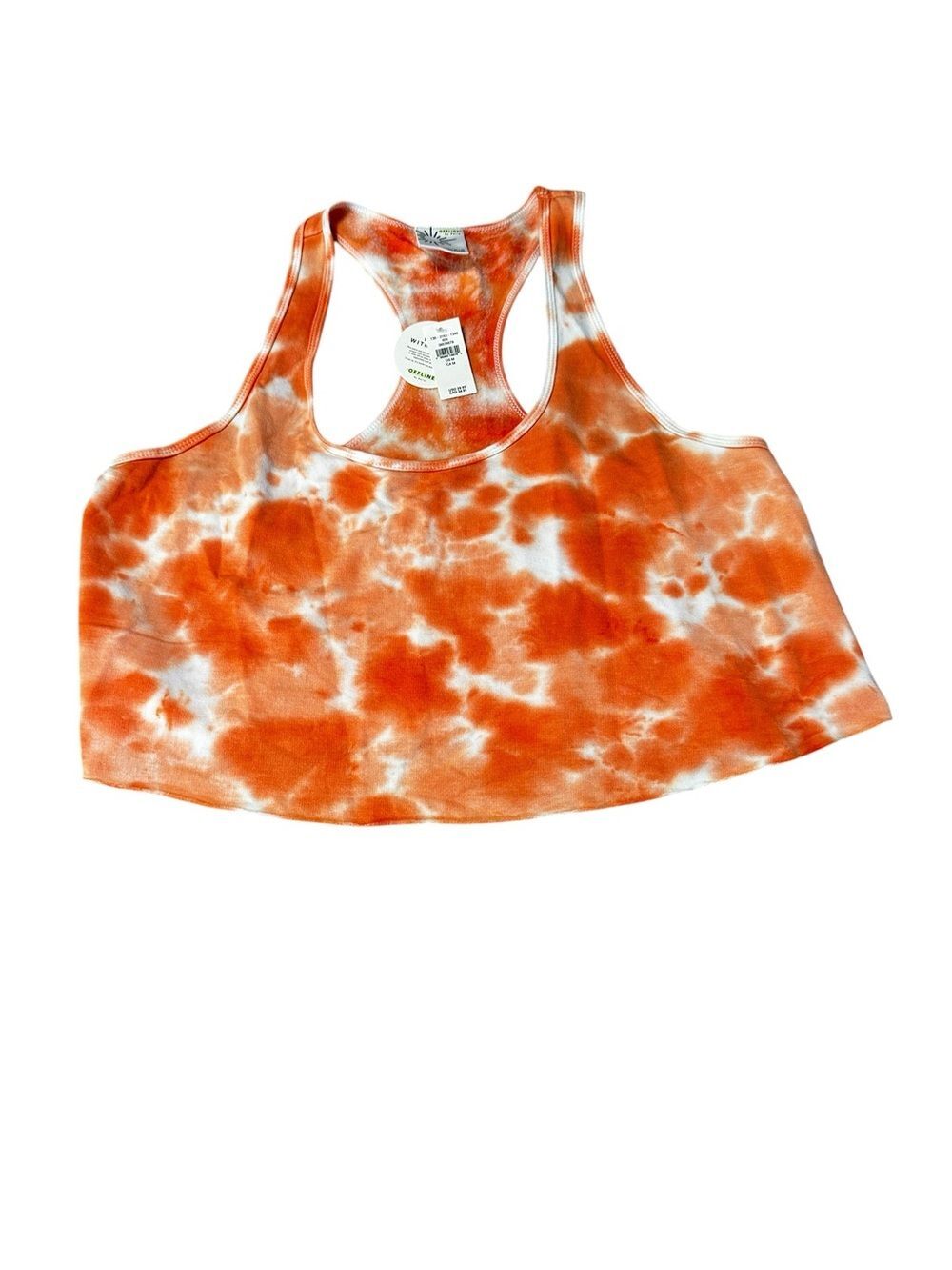 NWT OFFLINE By Aerie Orange Tie Dye Cropped Active Tank Top Women’s Medium